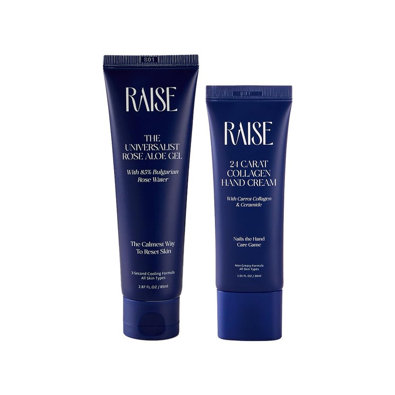Raise Hand  Body Care Combo Multipurpose Aloe Vera Gel  Carrot Collagen Hand Cream  Infused with Niacinamide  85 Bulgarian Rose Water Instant Cooling  Hydration  Vegan  85ml30ml - Image 1