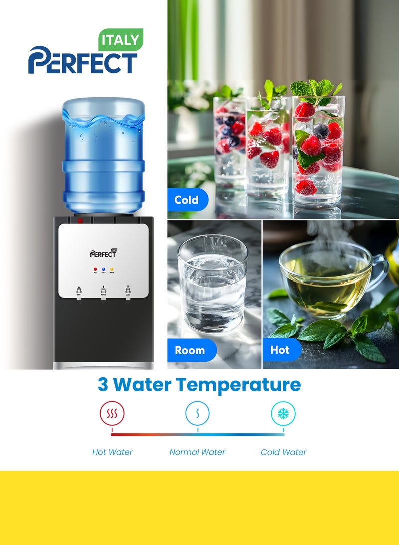 برفكت موزع مياه صغير مثالي للطاولة، مياه ساخنة وباردة ودافئة، متين، سهل الاستخدام، مثالي للمنزل والمكتب، 5 لتر، أسود/فضي - Image 4