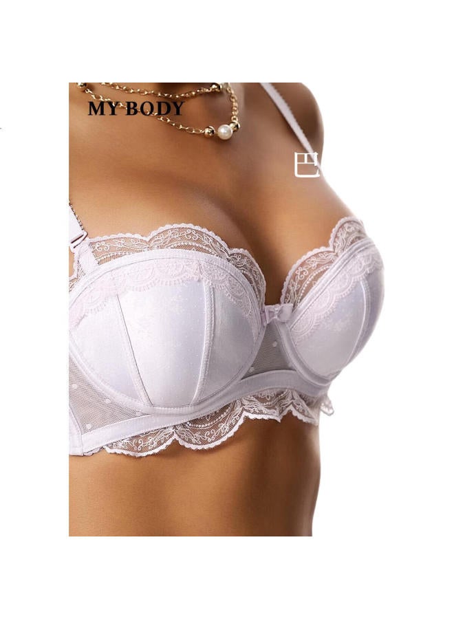 Mybody Mall Same Style Women'S Small Wave Bra Small Chest Gathered Removable Chest Pad Cherry Blossom Pink 80B - Image 1