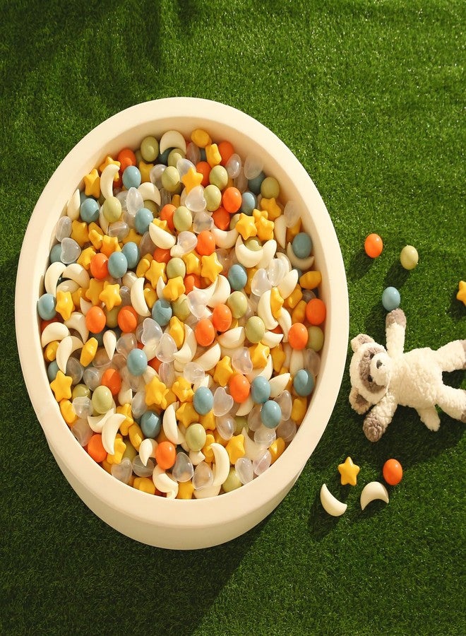 TRENDPLAY Star Ball Pit Balls 100-Piece Set: Vibrant Mix of Shapes - Mix Stars Shapes for Kids, Perfect for Parties, Playtime, Cream Orange+ Green+ Blue+ Clear - Image 5