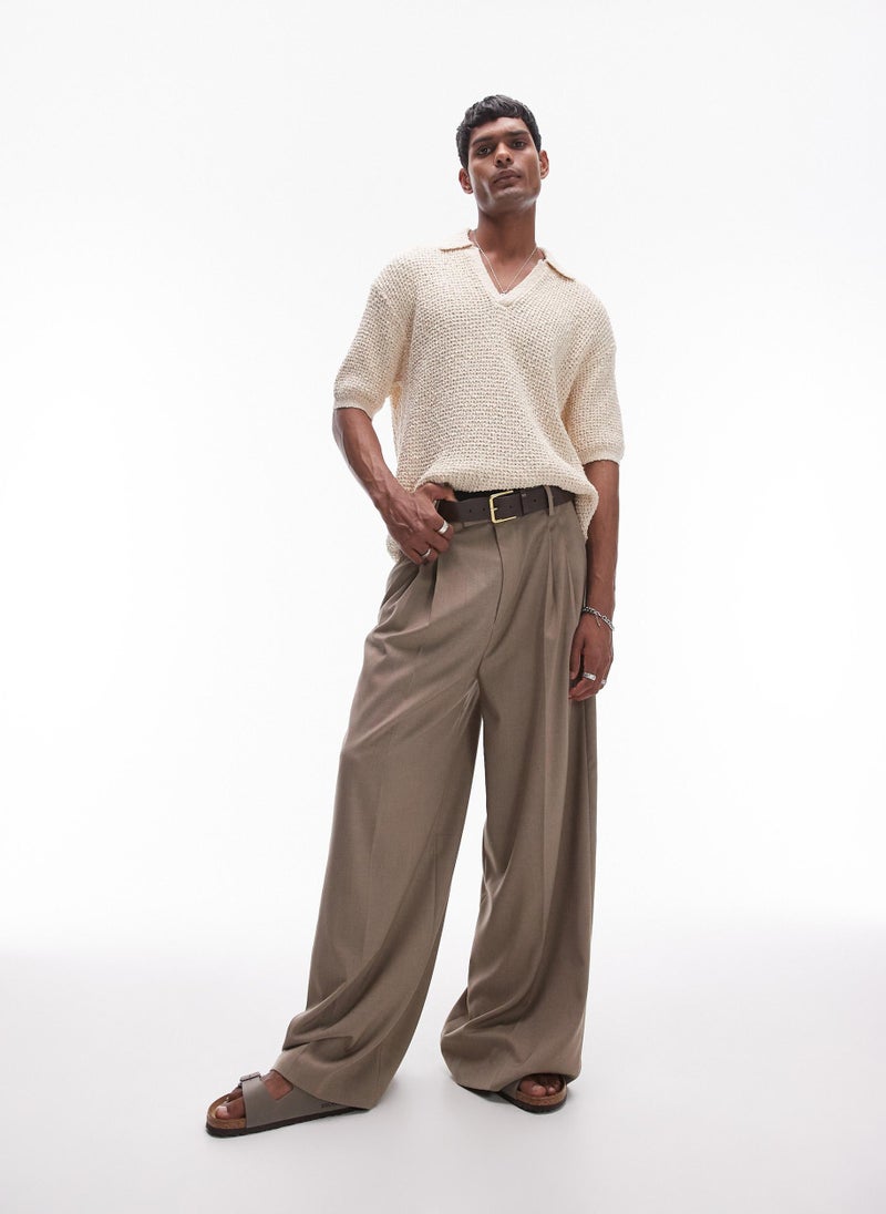TOPMAN Knitted Cotton Revere Polo  - Image 4