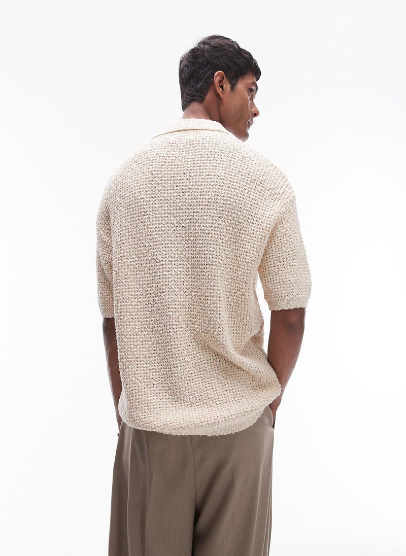 TOPMAN Knitted Cotton Revere Polo  - Image 2