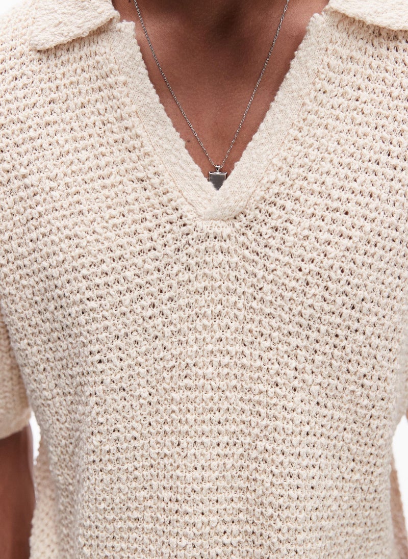 TOPMAN Knitted Cotton Revere Polo  - Image 3