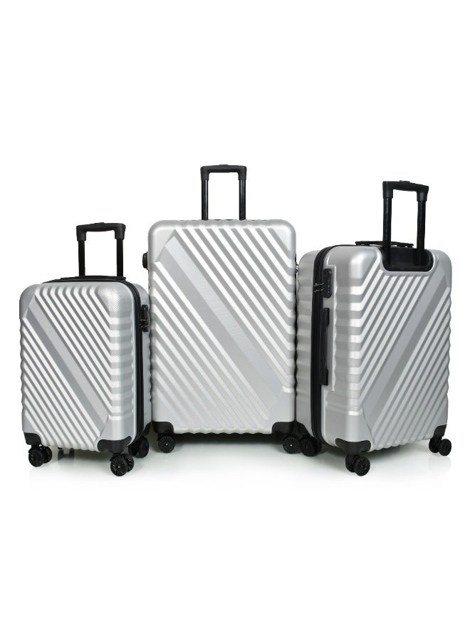 مورانو طقم شنط سفر لون فضي مكون من 3 حقائب أمتعة 4 عجلات - Image 1