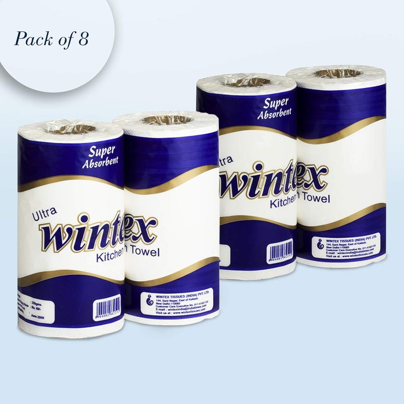 WINTEX ULTRA 4 Ply Kitchen Paper Towels/Rolls (White) (Set of 8 Rolls) - Image 2