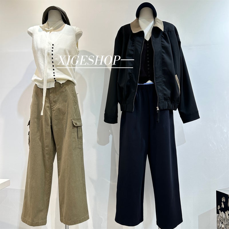 Women's High Waist Wide Leg Casual Sweatpants (Grey) - Image 5