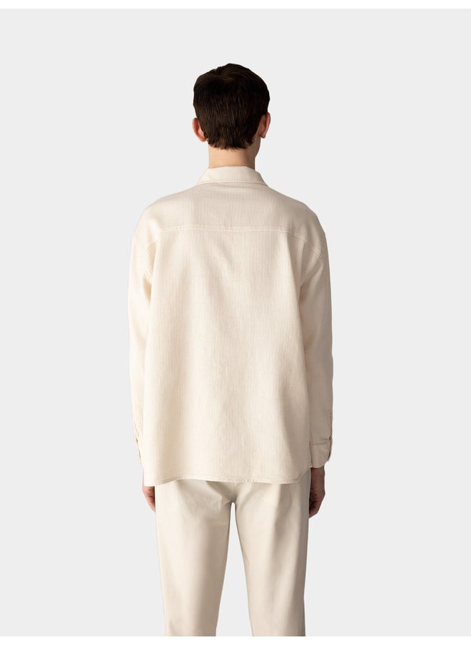 DeFacto DeFacto Mens Cream Button-Down Plain Long Sleeve Shirt  - Image 4