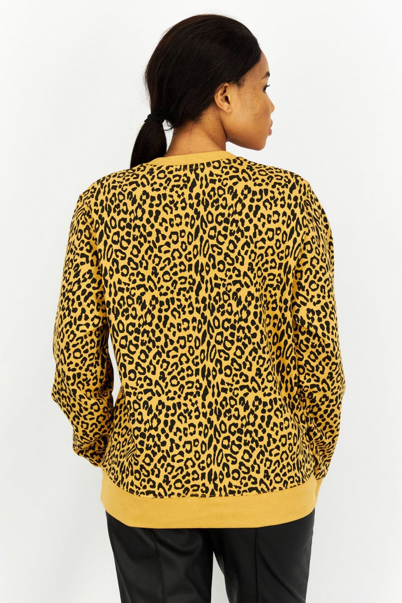 Bloomies Women Crew Neck Animal Print Sweatshirt, Brown Combo - Image 2