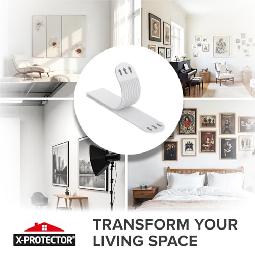 X-Protector Picture Hanging Strips - 20 Pairs Damage Free Picture Hangers - Self Adhesive Hangers Without Nails - Heavy Duty Wall Hanging Strips - Wall Sticky for Hanging Up to 20 LBS (Size L) - Image 2