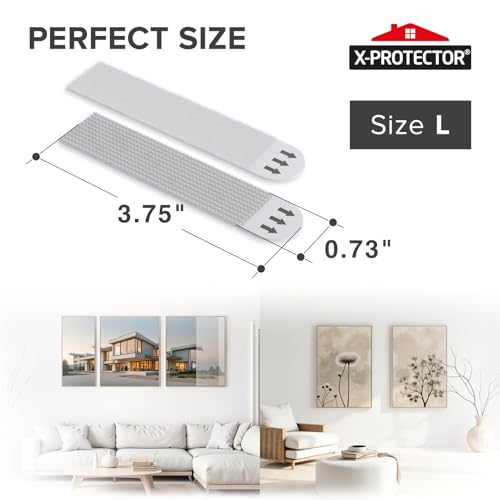 X-Protector Picture Hanging Strips - 20 Pairs Damage Free Picture Hangers - Self Adhesive Hangers Without Nails - Heavy Duty Wall Hanging Strips - Wall Sticky for Hanging Up to 20 LBS (Size L) - Image 3