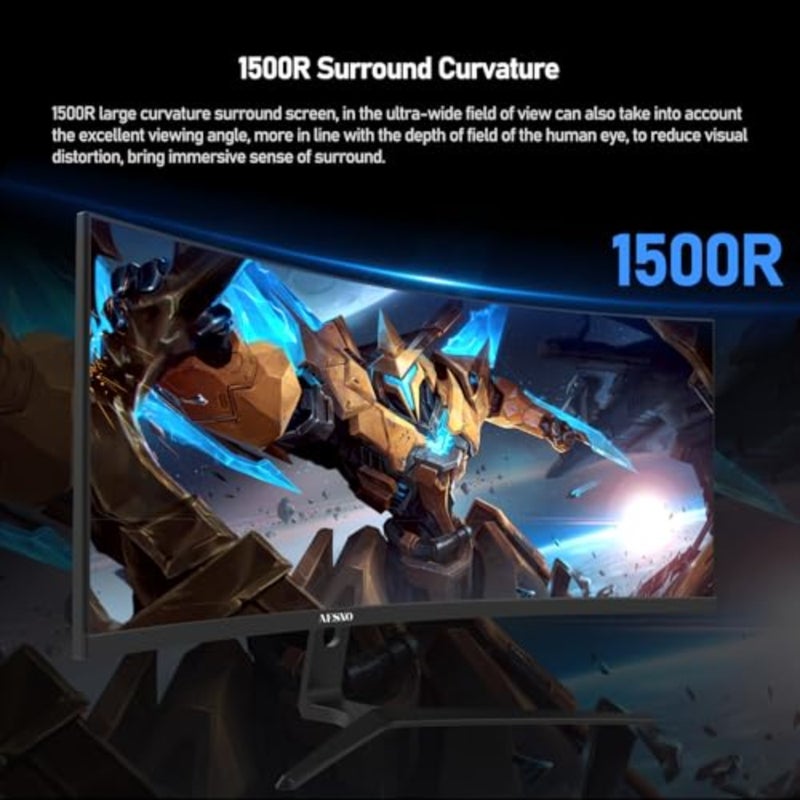 شاشة ألعاب 30 بوصة WFHD 2560×1080 200 هرتز فائقة العرض 21:9 منحنية 1500R شاشة كمبيوتر FreeSync 1ms(GTG) 100 sRGB مناسبة للمنزل والمكتب وتحرير الفيديو والصور وألعاب الفيديو - Image 4