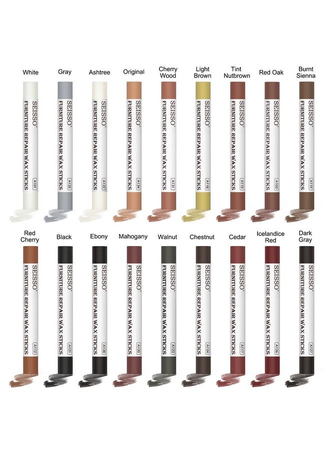 سيسو مجموعة أعواد حشو الخشب من SEISSO، 18 لونًا من أقلام التلوين لإصلاح الأثاث مع مكشطة، مجموعة إصلاح خدوش الأثاث لللمسات الأخيرة والخدوش والجروح والشقوق وثقوب المسامير في الأرضيات والخزائن والطاولات - Image 3