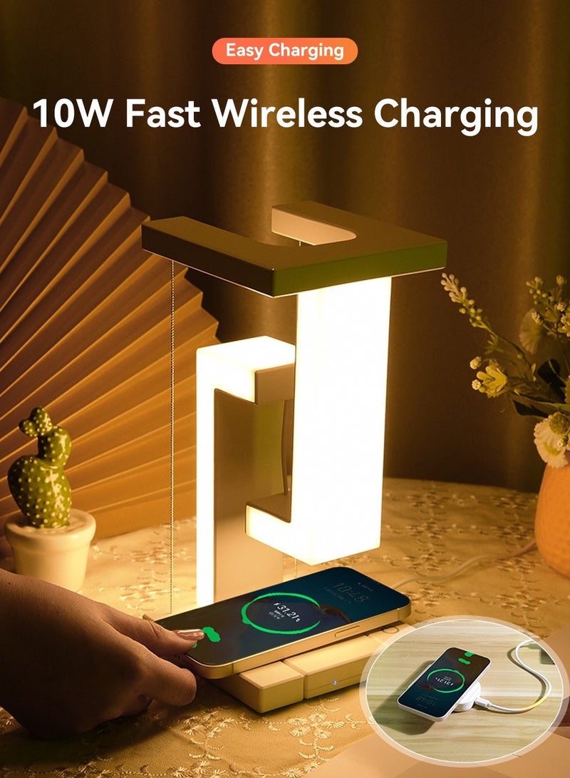 LEOKOR LED Desk Lamp Suspended Night Lights with 10w Fast Wireless Charging USB External Connection Charging Port Table Lamp - Image 3