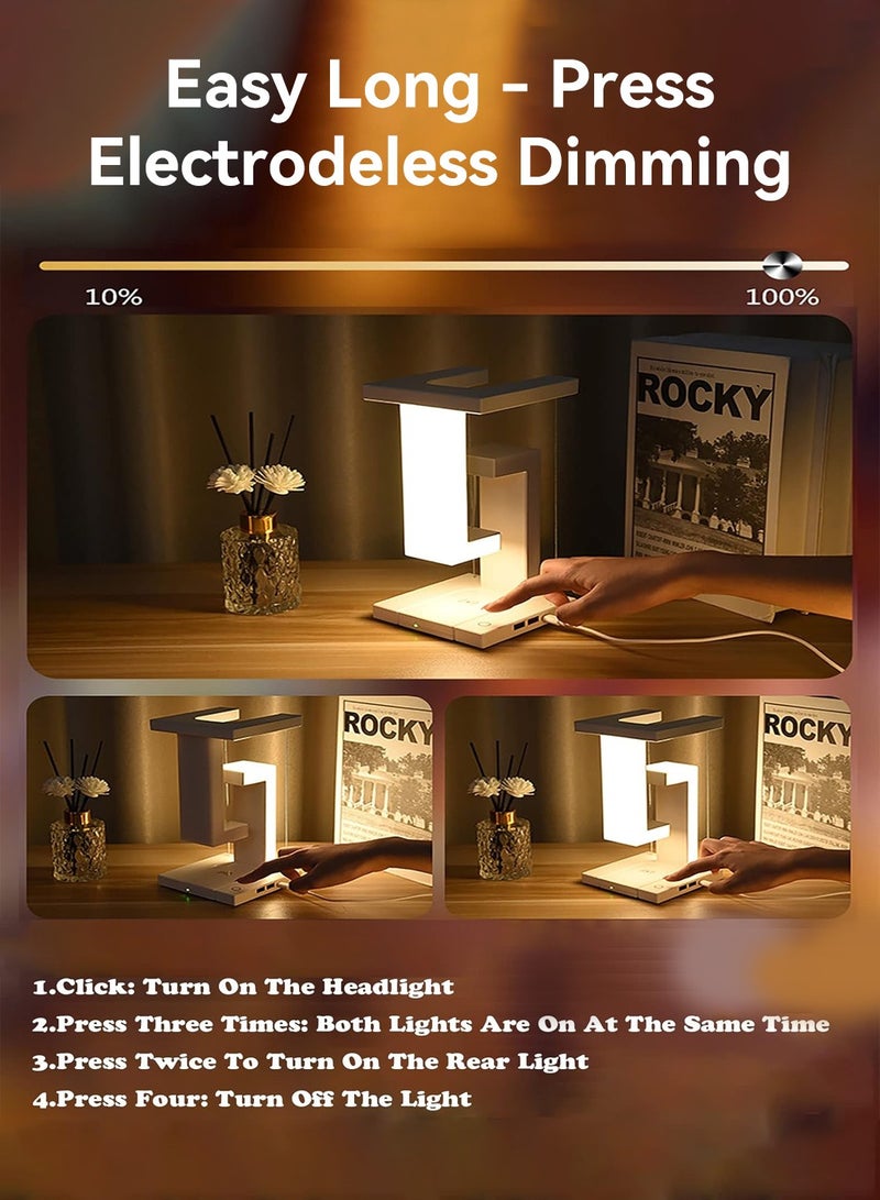 LEOKOR LED Desk Lamp Suspended Night Lights with 10w Fast Wireless Charging USB External Connection Charging Port Table Lamp - Image 4