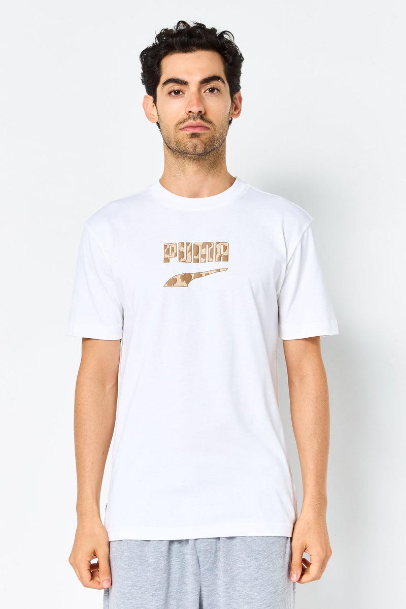 PUMA تي شيرت رجالي بقصة عادية بأكمام قصيرة، أبيض - Image 1
