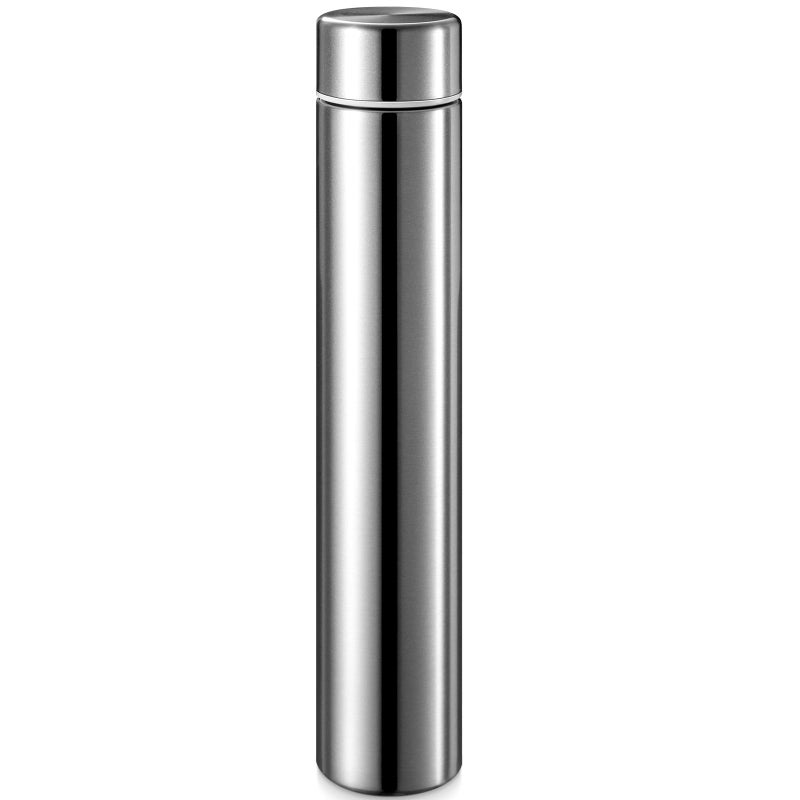 Vesici Slim Water Bottle 8.8 oz Small Stainless Steel Purse Compact Insulated Water Bottles Camping Travel Backpack Pocket Flask for Car Cold Coffee Tea(Silver,1 Pack) - Image 1