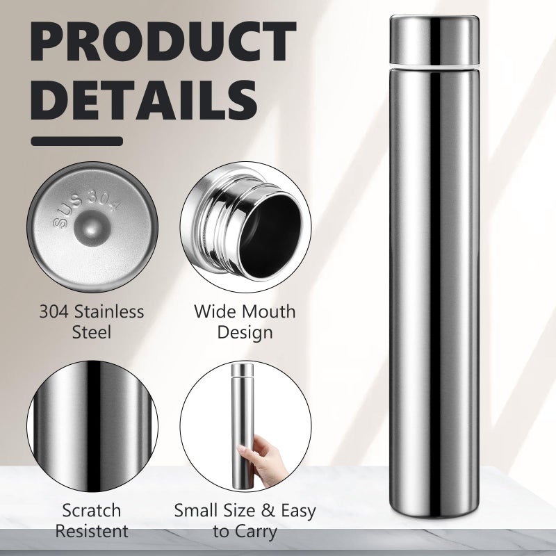 Vesici Slim Water Bottle 8.8 oz Small Stainless Steel Purse Compact Insulated Water Bottles Camping Travel Backpack Pocket Flask for Car Cold Coffee Tea(Silver,1 Pack) - Image 3