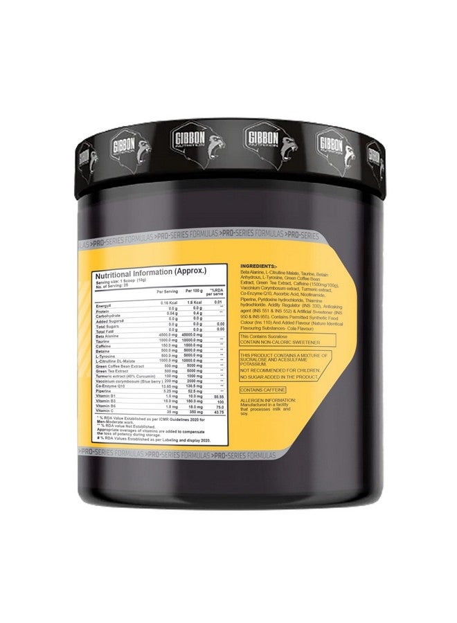 Gibbon Level 10 Pre-Workout Powder With Caffeine, Creatine Monohydrate, Citrulline For Men & Women, 250gm (250gm, Cola) - Image 3