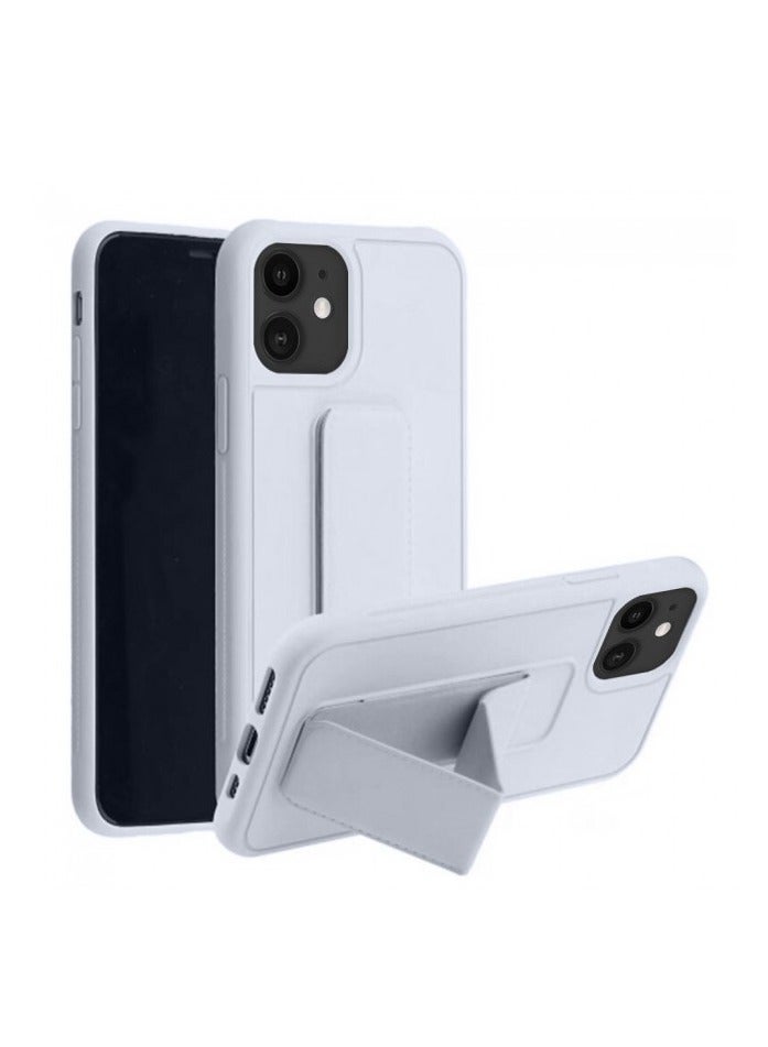 IAF iPhone 15 Pro Case 6.1 Inch with Magnetic Stand Holder Premium Silicone Vertical and Horizontal Hand Strap Grip Multi Stand Car Mount Kickstand Case Finger Strap Cover Grey - Image 1