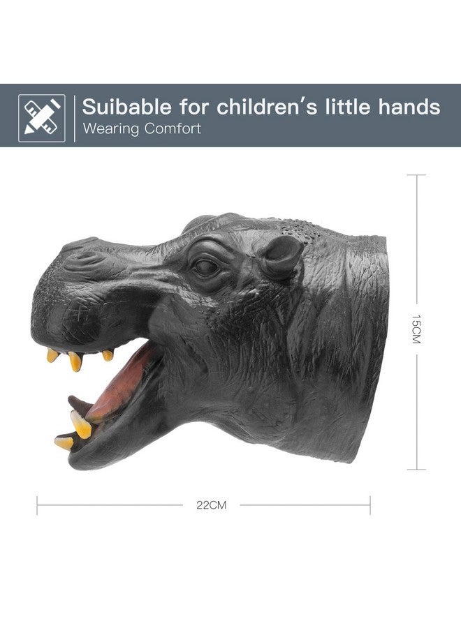 Yolococa Hippopotamus Hand Puppet Realistic Latex Soft Animal Toy Storytelling Role Play Party Supplies for Kids - Image 2