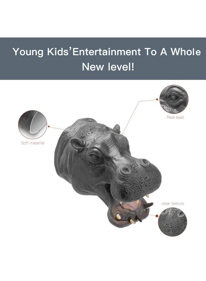 Yolococa Hippopotamus Hand Puppet Realistic Latex Soft Animal Toy Storytelling Role Play Party Supplies for Kids - Image 3