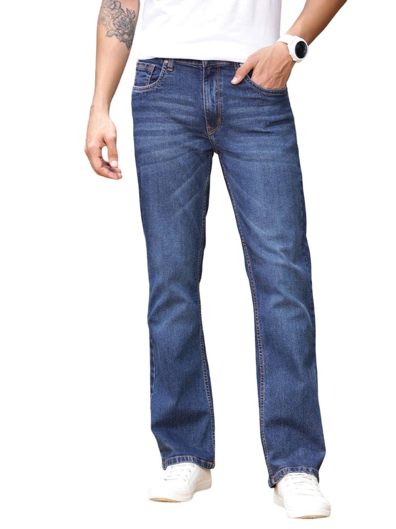 Thomas Scott Men's Mid-Rise Clean Look Boot Cut Jeans (TSJ216_Dark Indigo, 36) - Image 1