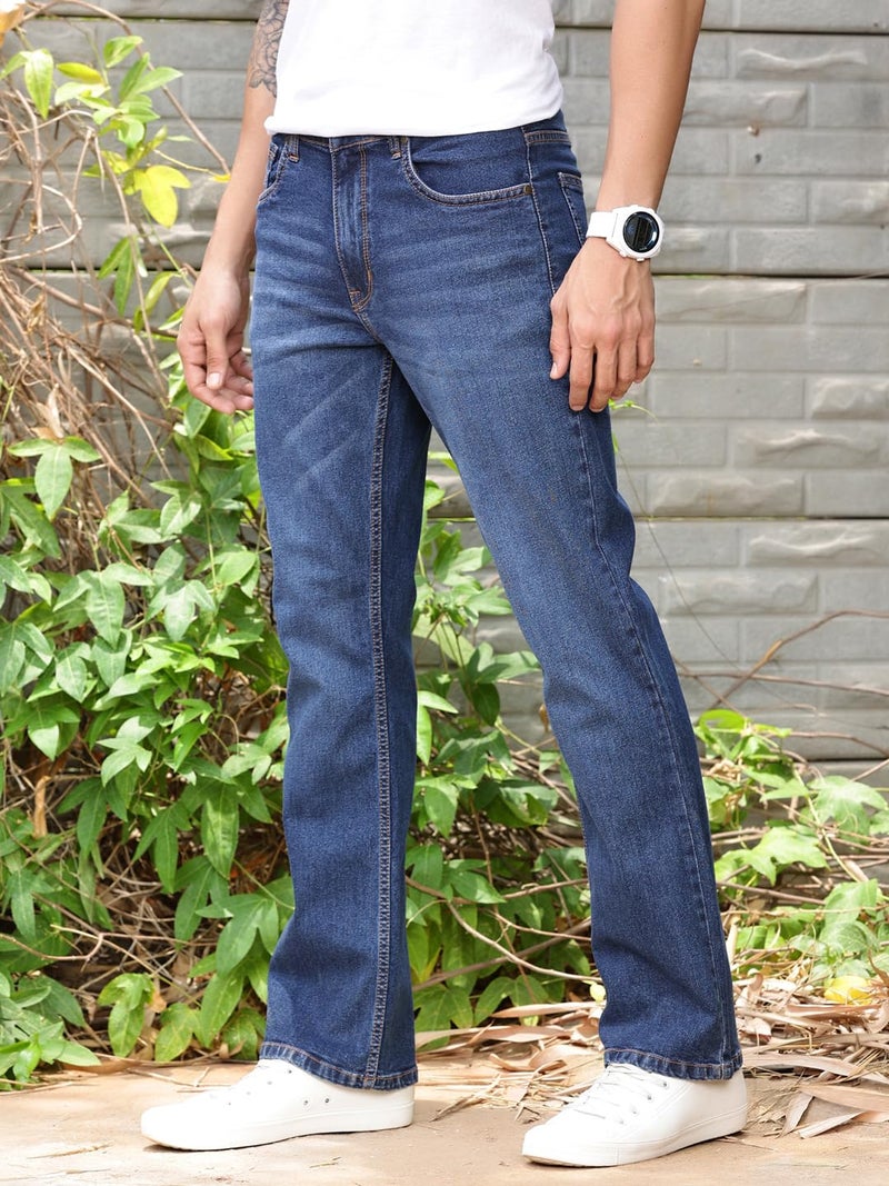 Thomas Scott Men's Mid-Rise Clean Look Boot Cut Jeans (TSJ216_Dark Indigo, 36) - Image 2