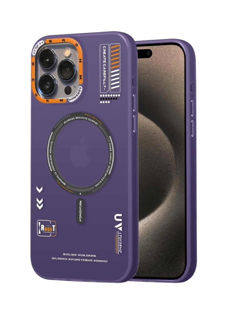 Techie غطاء خلفي مزخرف من MR.BIGC بتصميم جمالي مع توافق مع MagSafe لجهاز Apple iPhone 15 Pro Max - بنفسجي داكن - Image 1