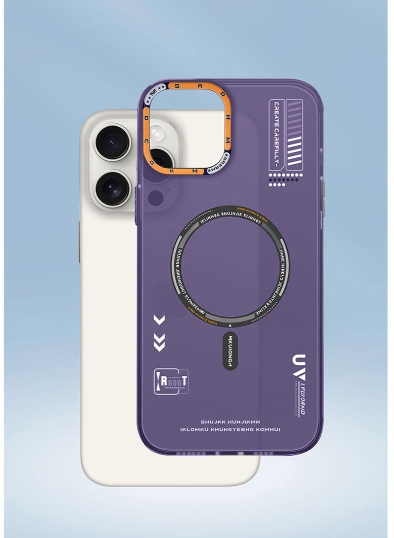 Techie غطاء خلفي مزخرف من MR.BIGC بتصميم جمالي مع توافق مع MagSafe لجهاز Apple iPhone 15 Pro Max - بنفسجي داكن - Image 2