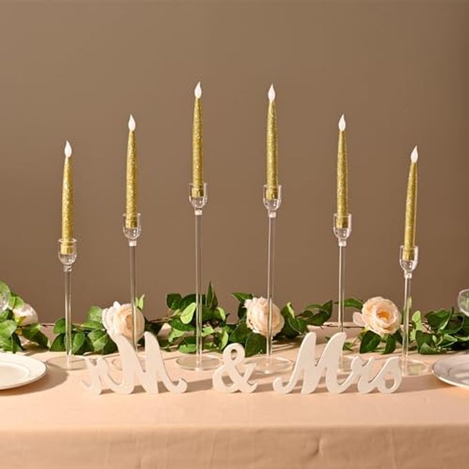 Vincidern 18pcs Acrylic Candle Holders Centerpieces for Table, Taper Candle Holder for Table Centerpieces, Wedding, Valentine, Dining Room Decorations, Clear Candlestick Holder Set - Image 5