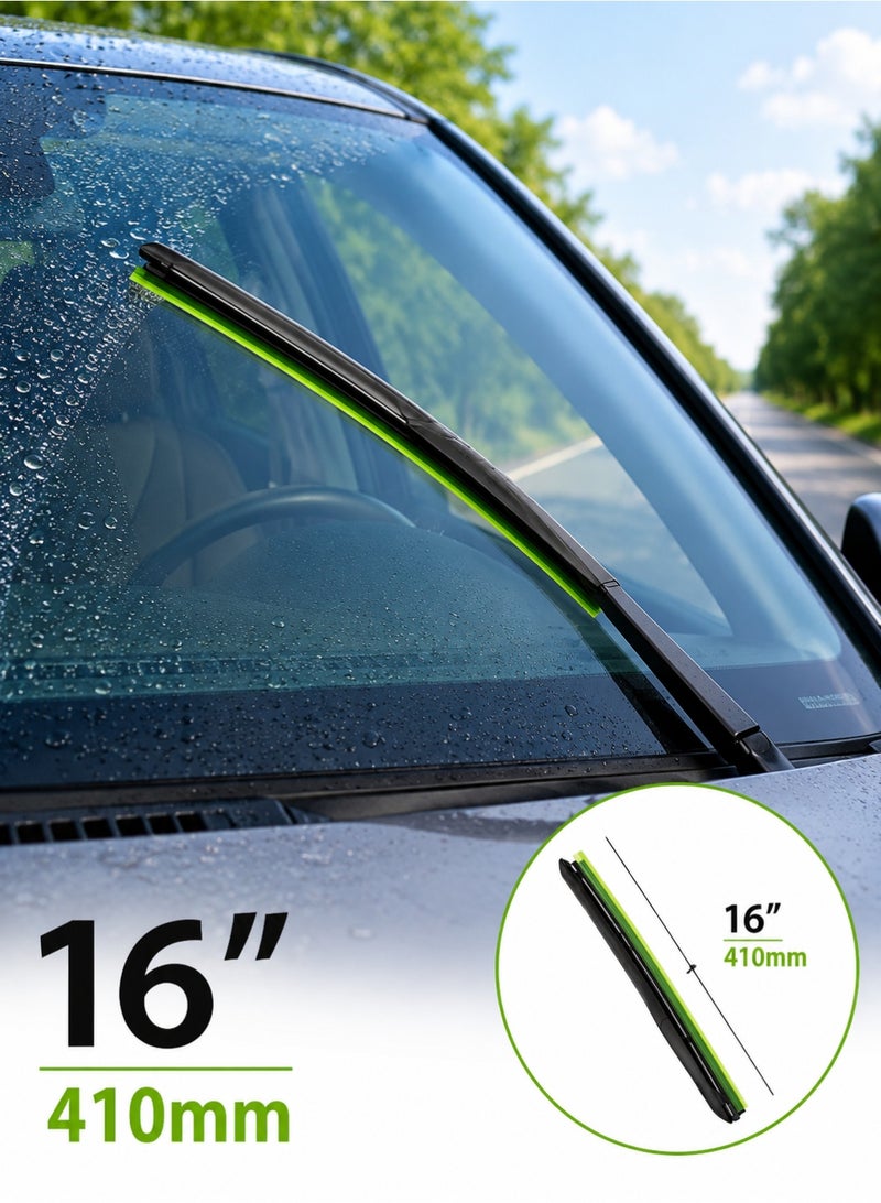 HANSA 16 Inch (410mm) Hybrid Windshield Wiper Blade Universal Car Wiper Blade Silicone Coated Rubber Quiet Streak-Free Wiping All Weather Front Windshield Wiper Easy Installation Clear Visibility Durable Replacement Blade ERPCWP 10228 - Image 1