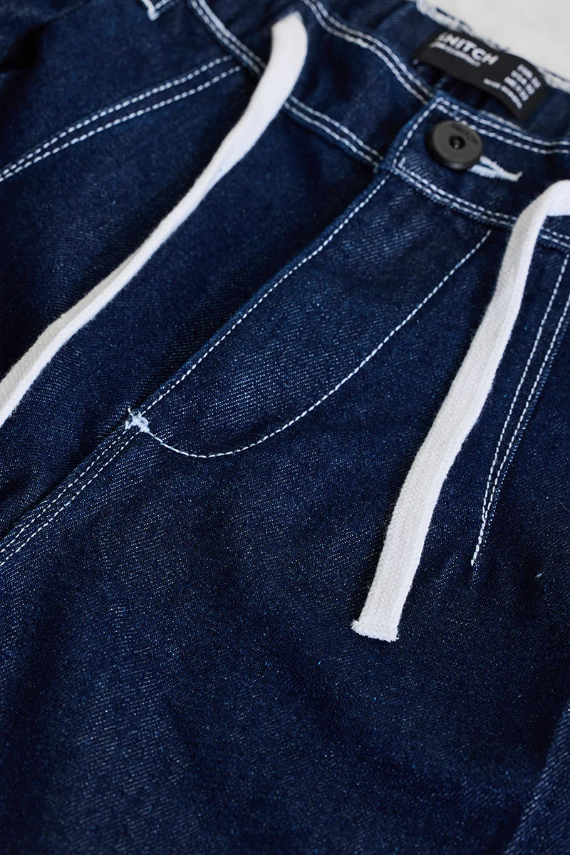 SNITCH Navy Mid Rise Baggy Fit Jeans