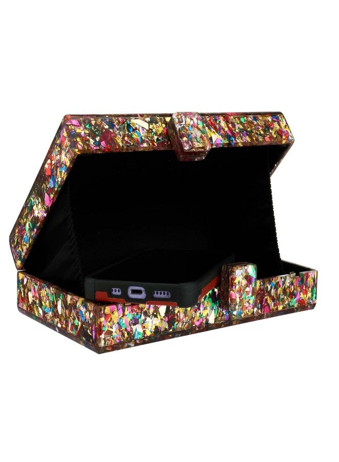 جيتس حقائب يد نسائية من الأكريليك، حقائب يد متعددة الألوان من البرسبيكس، حقائب كروس بودي لحفلات الزفاف والسهرات، لون ذهبي مختلط، مقاس كبير، مقاس واحد - Image 3