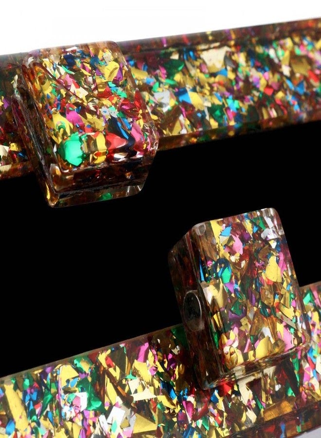 جيتس حقائب يد نسائية من الأكريليك، حقائب يد متعددة الألوان من البرسبيكس، حقائب كروس بودي لحفلات الزفاف والسهرات، لون ذهبي مختلط، مقاس كبير، مقاس واحد - Image 4