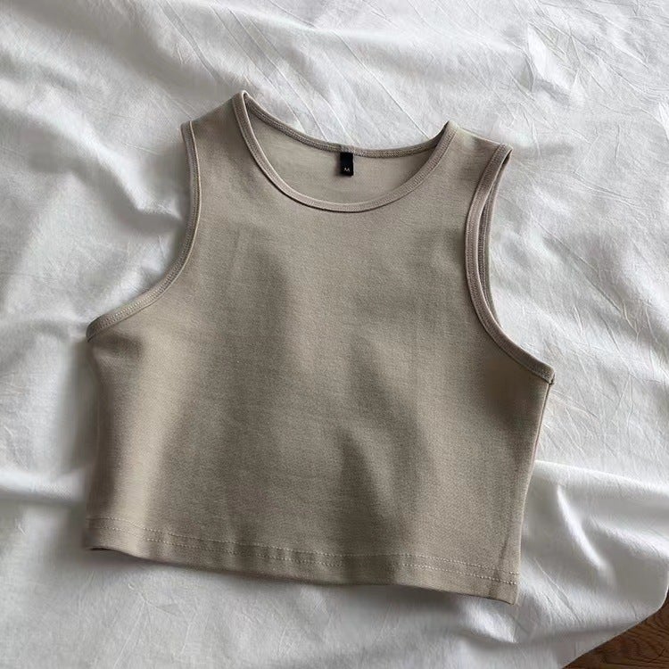 European and American Style Small Vest Cross-border Womens High Waist Slimming Inner T-shirt Womens Stretch Short Sleeveless Base Shirt for Summer Orange - Image 3