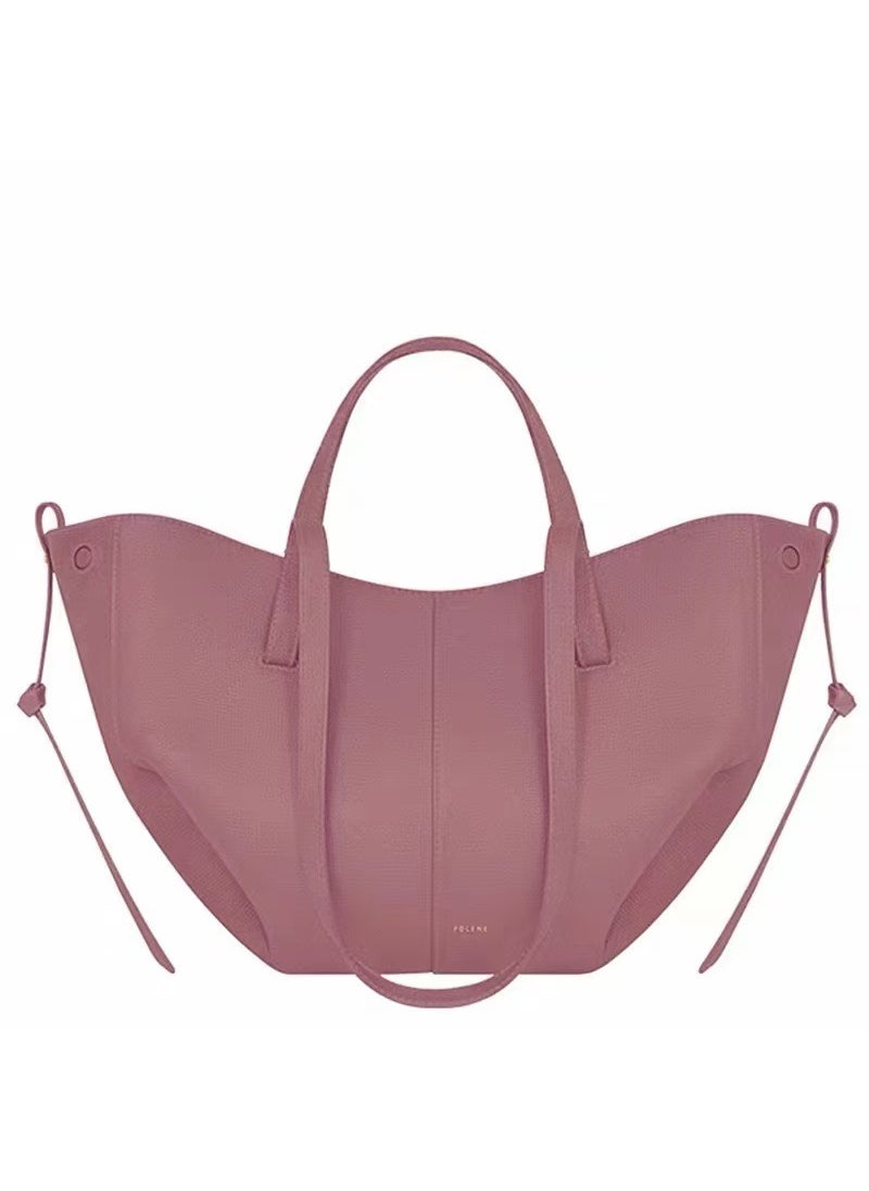 Generic - French Polen Tote Bag Soft Genuine Leather Underarm Shopping Bag Fashionable Handheld Single Shoulder Commute Large Capacity Bag Lilac purple small - Image 1