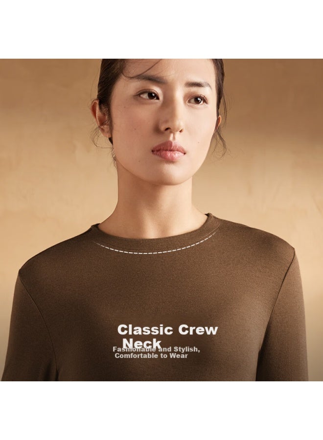 Manifen Tencel Wool Women's Seamless Base Shirt New Round Neck Skin-friendly High Elastic Ultra Soft Versatile Outerwear Top