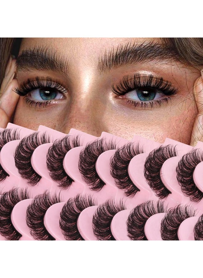 Ahrikiss Ahrikiss Russian Strip Lashes D Curl Fluffy False Eyelashes Wispy Natural Mink Lashes Look Like Extensions 10 Pairs Pack Fluffy 3D Volume Fake Lashes (D03)  - Image 2