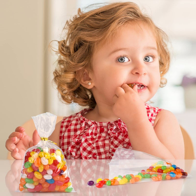 ASTARON 200 Pcs Pretzel Bags with Ties Pretzel Rod Bags Self Adhesive Birthday Party Treat Bags, Pretzels Sticks Individual Clear Cellophane Bags for Cookies Candies - Image 4