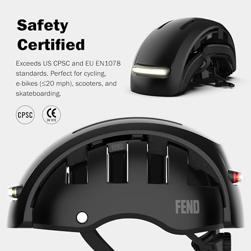 FEND Super Plus Folding Bike Helmet with Lights – Patented Smart-Fold 50% Compact Design, Ultra-Bright USB-C Front & Rear LEDs, CPSC/EN1078 Certified, for Adults, Commuters, E-Bikes, Scooters - Image 4