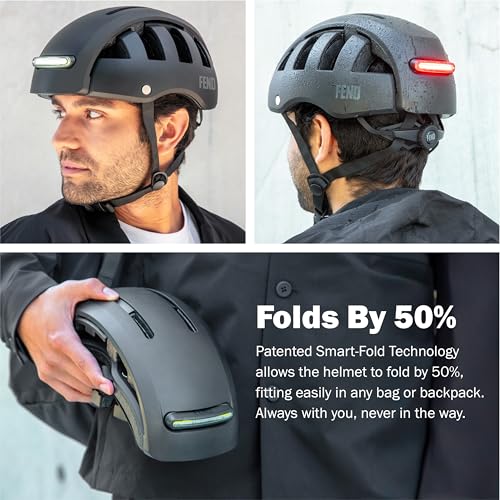 FEND Super Plus Folding Bike Helmet with Lights – Patented Smart-Fold 50% Compact Design, Ultra-Bright USB-C Front & Rear LEDs, CPSC/EN1078 Certified, for Adults, Commuters, E-Bikes, Scooters - Image 2
