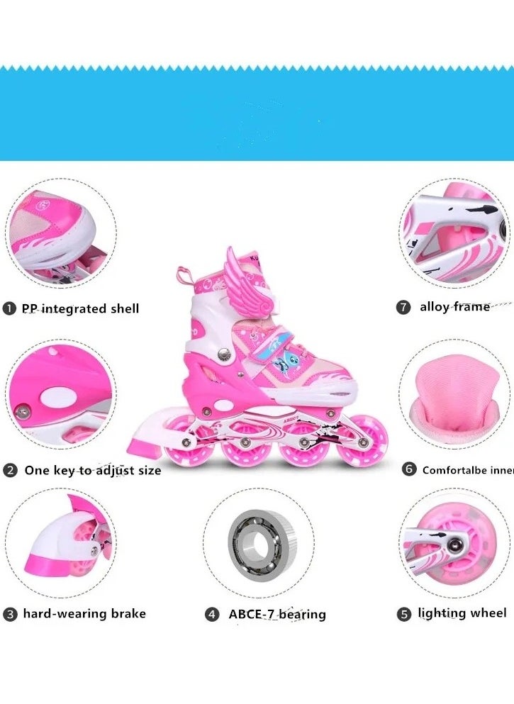 Generic - Patinage Flash LED Adjustable Single Row Shoe, Multi Color, Size S (31-34) - Image 1