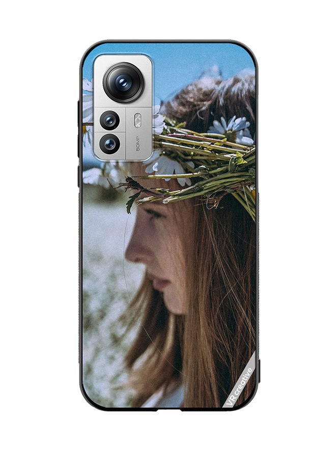 VR CREATIVE Protective Case Cover For Xiaomi 12 Pro Girl With Flower Crown Design Multicolour - Image 1