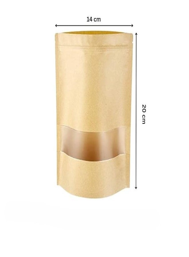 Birud 50 Pack Kraft Paper Stand Up Bags, Transparent Window and Tear Notch for Multiple Storage, Waterproof Layer That Can Prevent Your Food Fresh (5.5 X 7.9 Inches OR 14 X 20 Cm) - Image 4