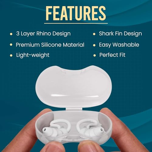 Homeaura Silicone Ear Plugs for Noise Reduction Swimming Sleeping Flight Travel studying and bathing | Waterproof and Anti-Drop Ear Buds | 1 Pair | Men and Women - Image 3