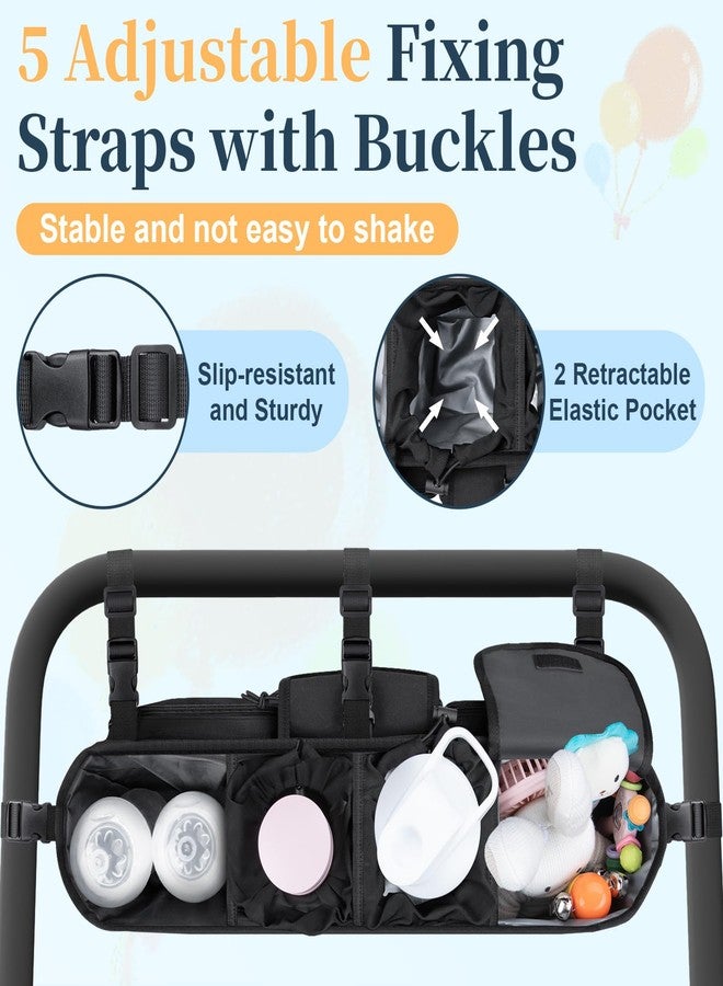 منظم عربة أطفال مزدوجة متوافق مع عربات Bob Duallie و Baby Jogger City Mini GT2، ملحقات عربة أطفال مزدوجة مع حقيبة تبريد، وحدة تحكم للوالدين، حامل أكواب لعربة الجري المزدوجة - Image 5