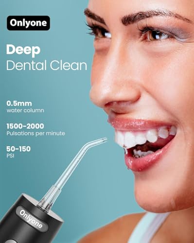 Onlyone Water Dental Flosser, 300ML Portable Oral Irrigator for Teeth, 4 Modes and 5 Jet Tips,Rechargeable Irrigation Cleaner,Electric Flossing Machine Power Flossers & Irrigator Accessories Black - Image 2