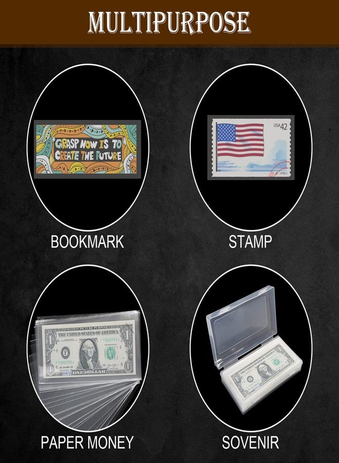 VOCHIC 200 Pieces Currency Sleeves, 6.8 x 3.18 inch Dollar Bill Holder with Storage Case for Collectors, Dollar Coin Holder, Clear Plastic Paper Money Sleeves Organizer for Bills, Banknotes,Stamp Paper - Image 3