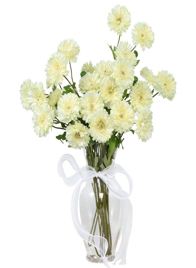 Coferset 6pcs Artificial Silk Mums Flowers Realistic Chrysanthemum Stems 22" Fake Gerbera Daisy for DIY Bouquet Centerpieces Floral Arrangements Vase Fillers Wedding Shower Decorations(Light Yellow) - Image 1