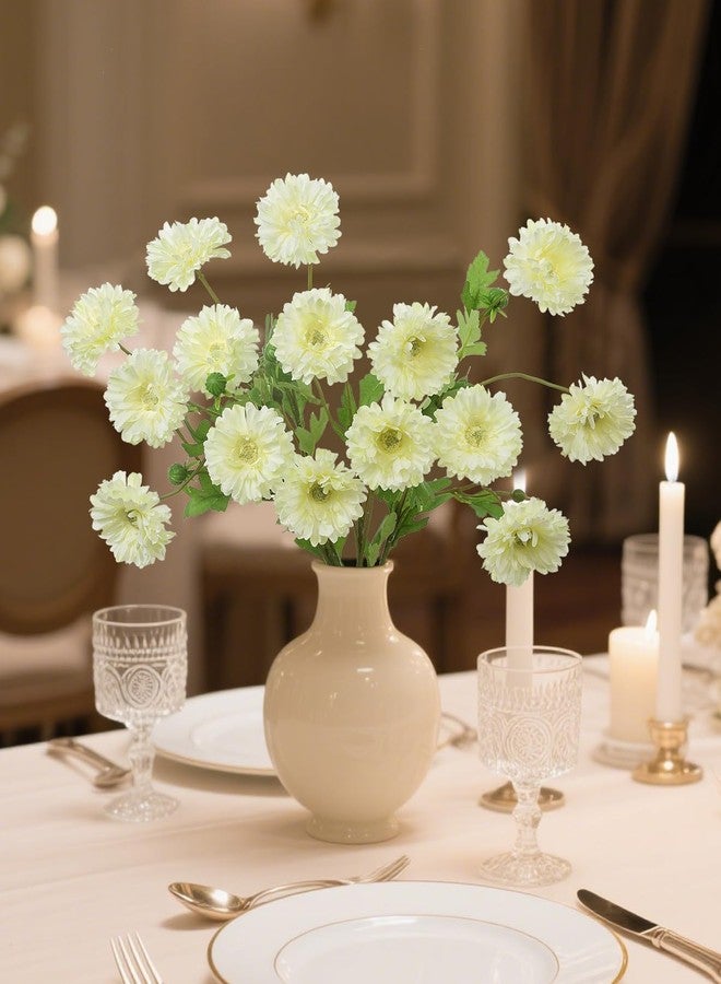 Coferset 6pcs Artificial Silk Mums Flowers Realistic Chrysanthemum Stems 22" Fake Gerbera Daisy for DIY Bouquet Centerpieces Floral Arrangements Vase Fillers Wedding Shower Decorations(Light Yellow) - Image 4